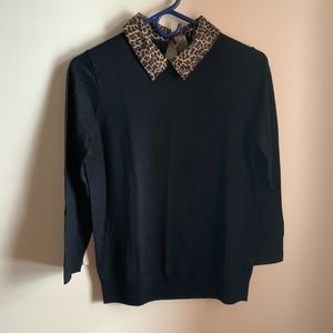NEW J Crew Tippi sweater with leopard collar